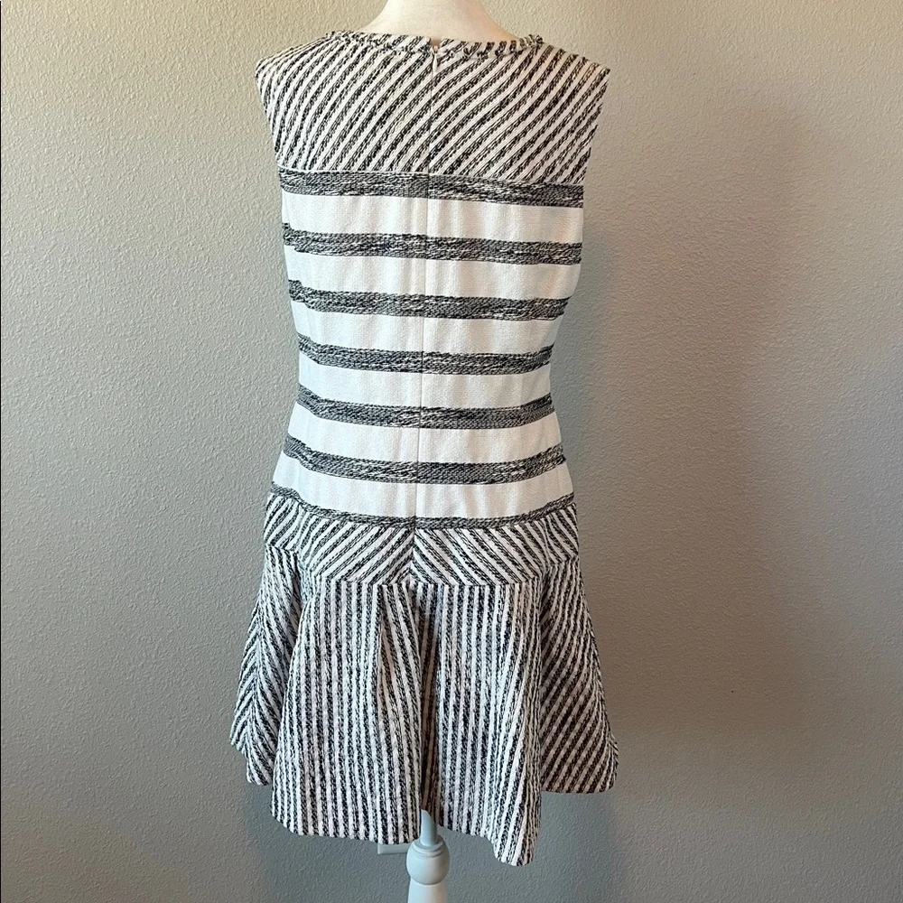 JCrew Tweed Striped Drop Waist Dress Blue/White Size 8 Style B9826